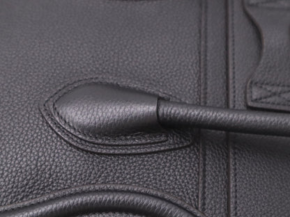 CELINE 167793 Leather Luggage Micro Shopper in Black with Dust Bag