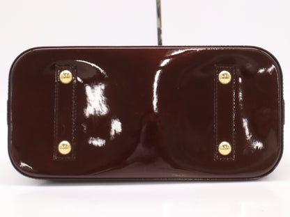 LOUIS VUITTON M91611 Vernis Alma PM Amaranth Handbag with Cadena, 2 Keys, and Cloche