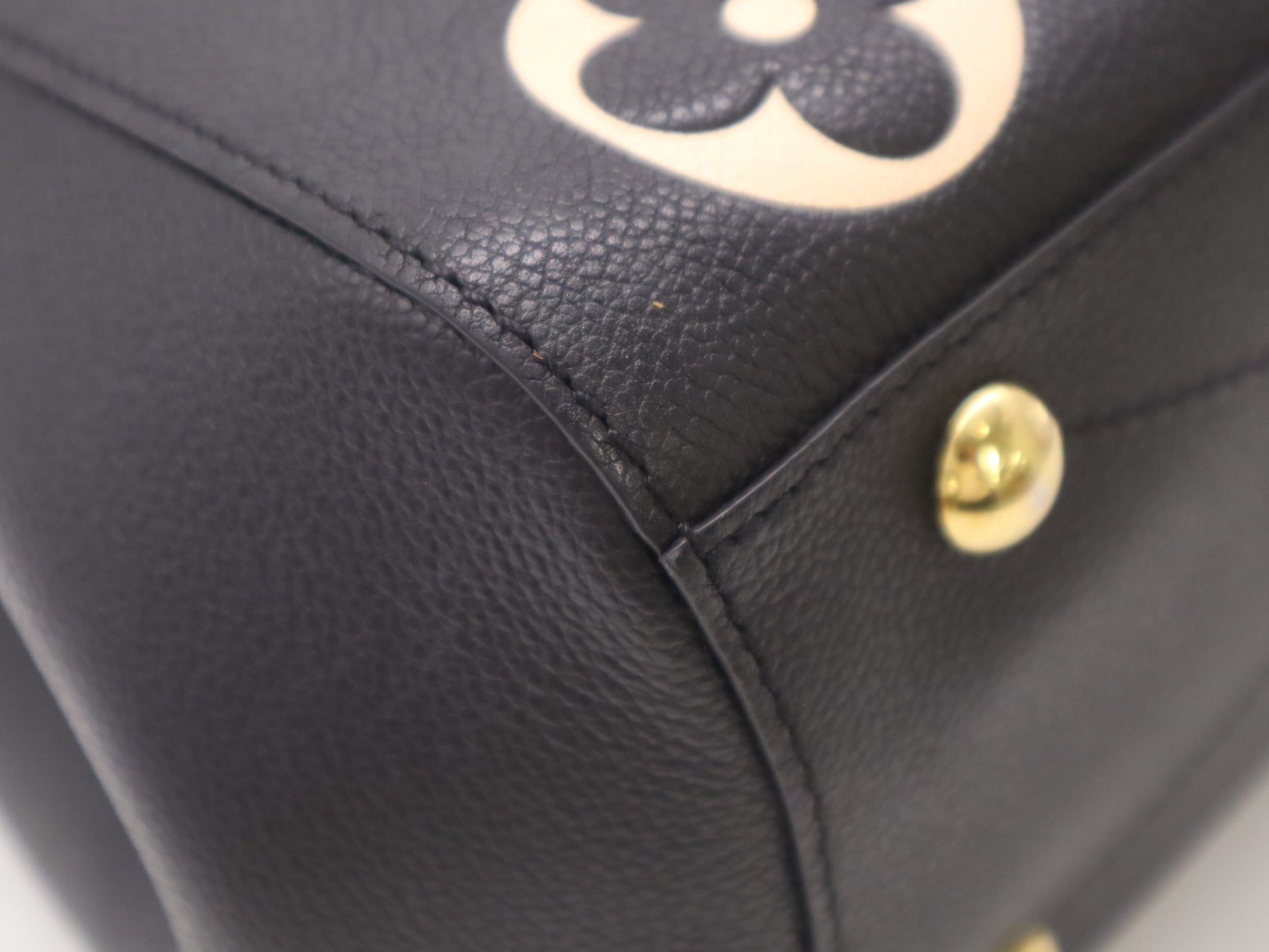 LOUIS VUITTON M45499 Empreinte Montaigne MM Shoulder Bag in Noir and Beige with Poignier Crochet Shoulder Strap, RFID Verified