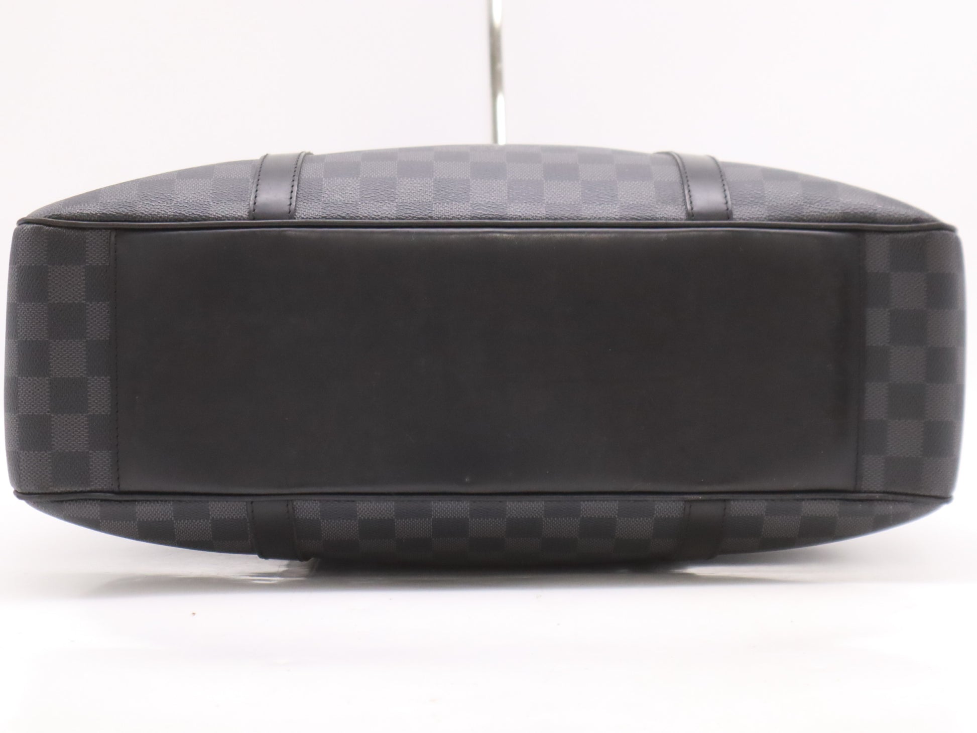LOUIS VUITTON N51195 Damier Graphite Porte-Document Voyage Business Bag with Padlock, 2 Keys, Name Tag, Handle Cover, and Cloche