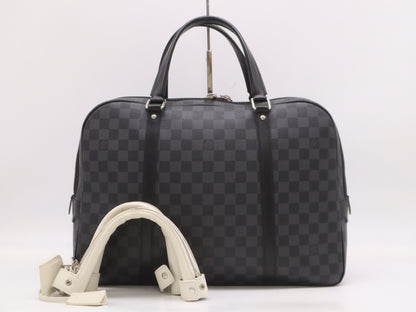 LOUIS VUITTON N51195 Damier Graphite Porte-Document Voyage Business Bag with Padlock, 2 Keys, Name Tag, Handle Cover, and Cloche