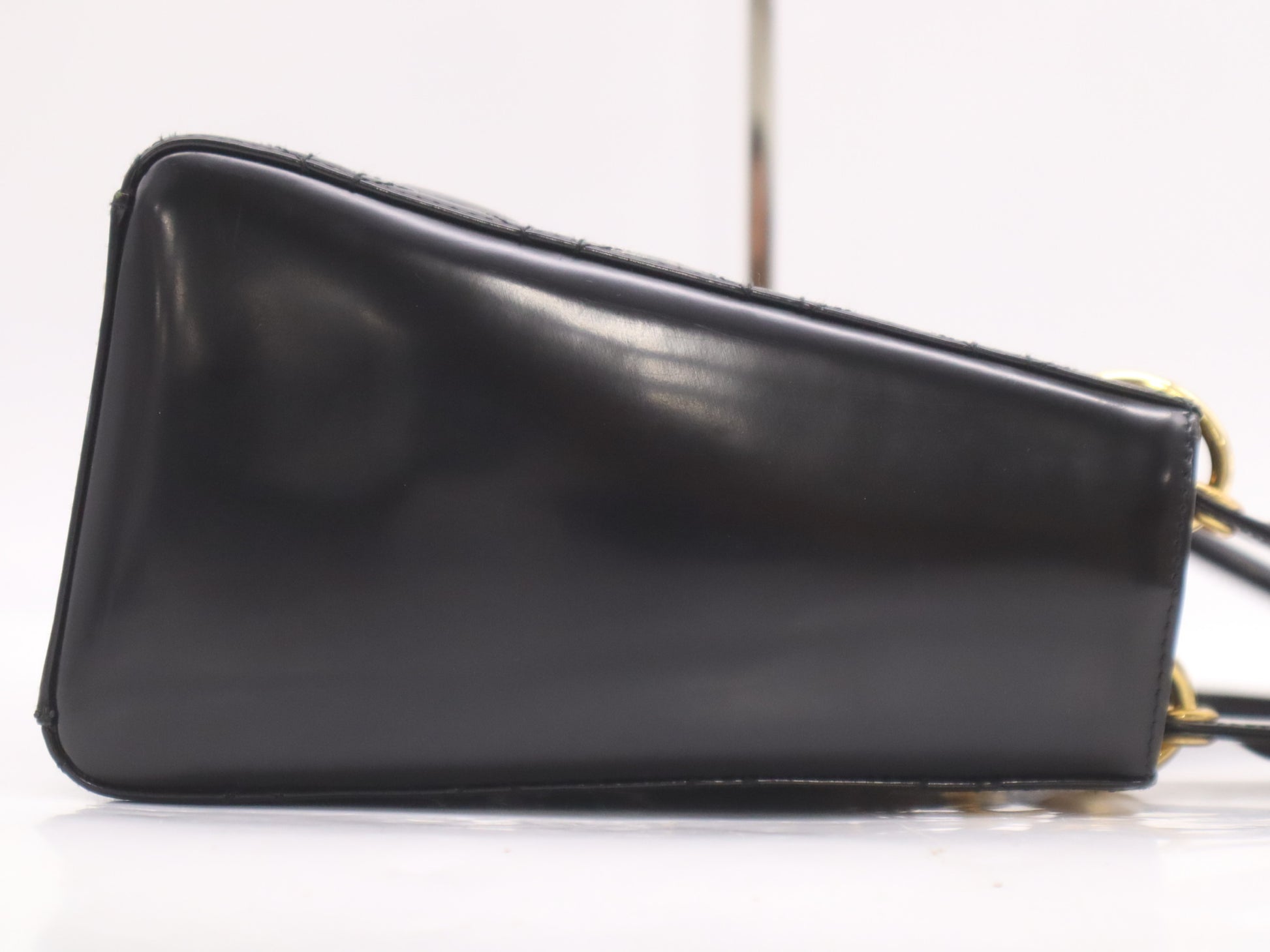 Dior Patent Leather Lady Dior Medium Leather Black Handbag