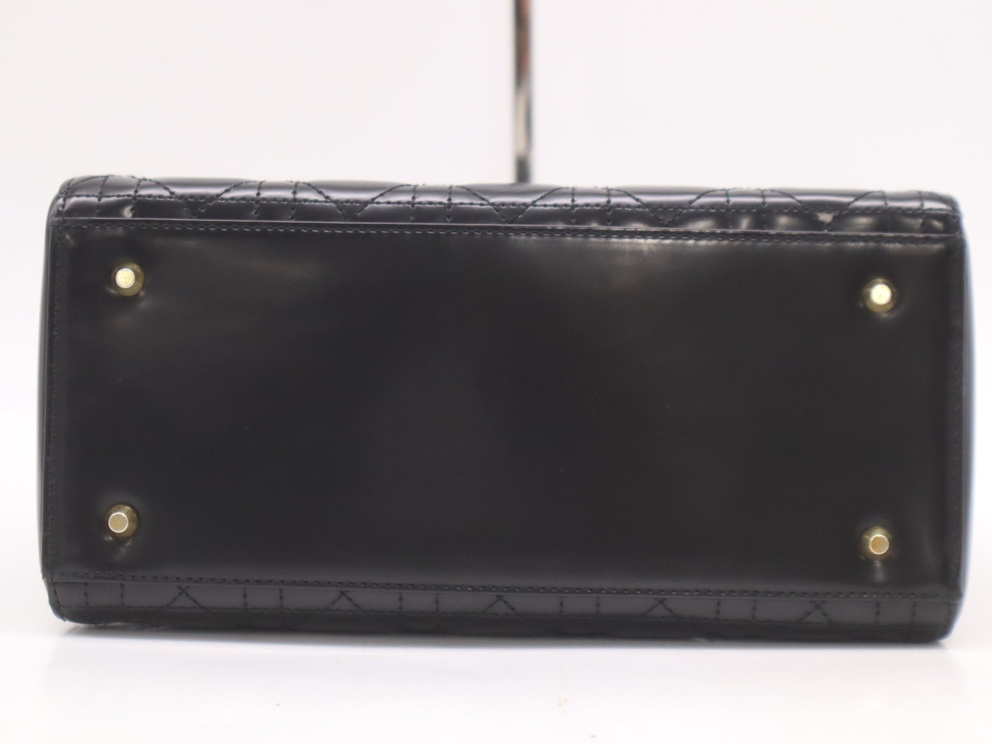 Dior Patent Leather Lady Dior Medium Leather Black Handbag
