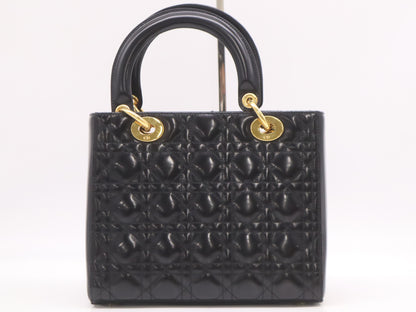 Dior Patent Leather Lady Dior Medium Leather Black Handbag