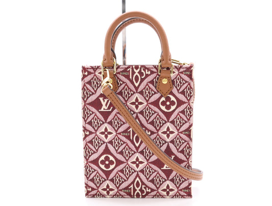 LOUIS VUITTON M69846 Monogram Jacquard Petite Sac Plat Bordeaux RFID Verified Shoulder Bag