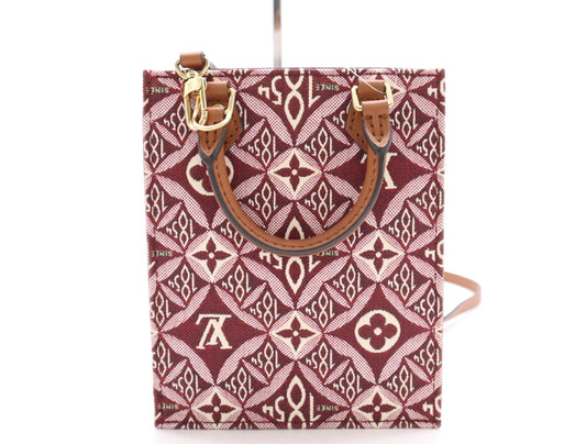 LOUIS VUITTON M69846 Monogram Jacquard Petite Sac Plat Bordeaux RFID Verified Shoulder Bag