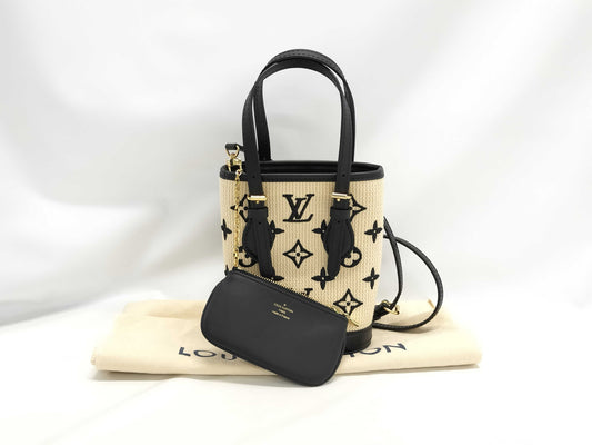 LOUIS VUITTON M82418 Monogram By the Pool Nano Bucket Shoulder Bag with Shoulder Strap, Pouch, and Dust Bag