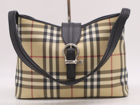 BURBERRY PVC x Leather Nova Check Beige Brown Shoulder Bag