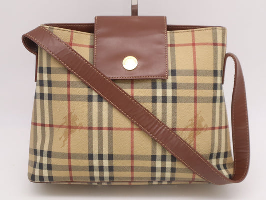 BURBERRY PVC x Leather Nova Check One-Shoulder Bag Brown Shoulder Bag