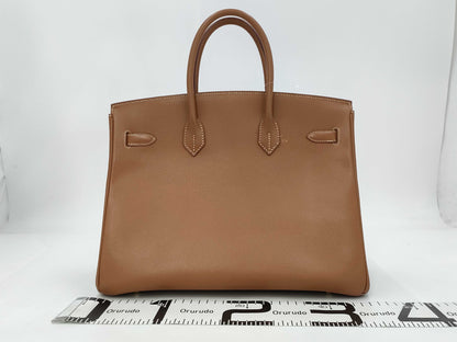 HERMES Birkin 35 Handbag, H Stamp, 2005, Gold Hardware, Brown, Cloche, Cadena, and Two Keys