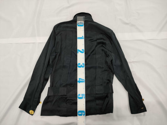 CHANEL Silk Shirt, Black, with Belt, Size M-L