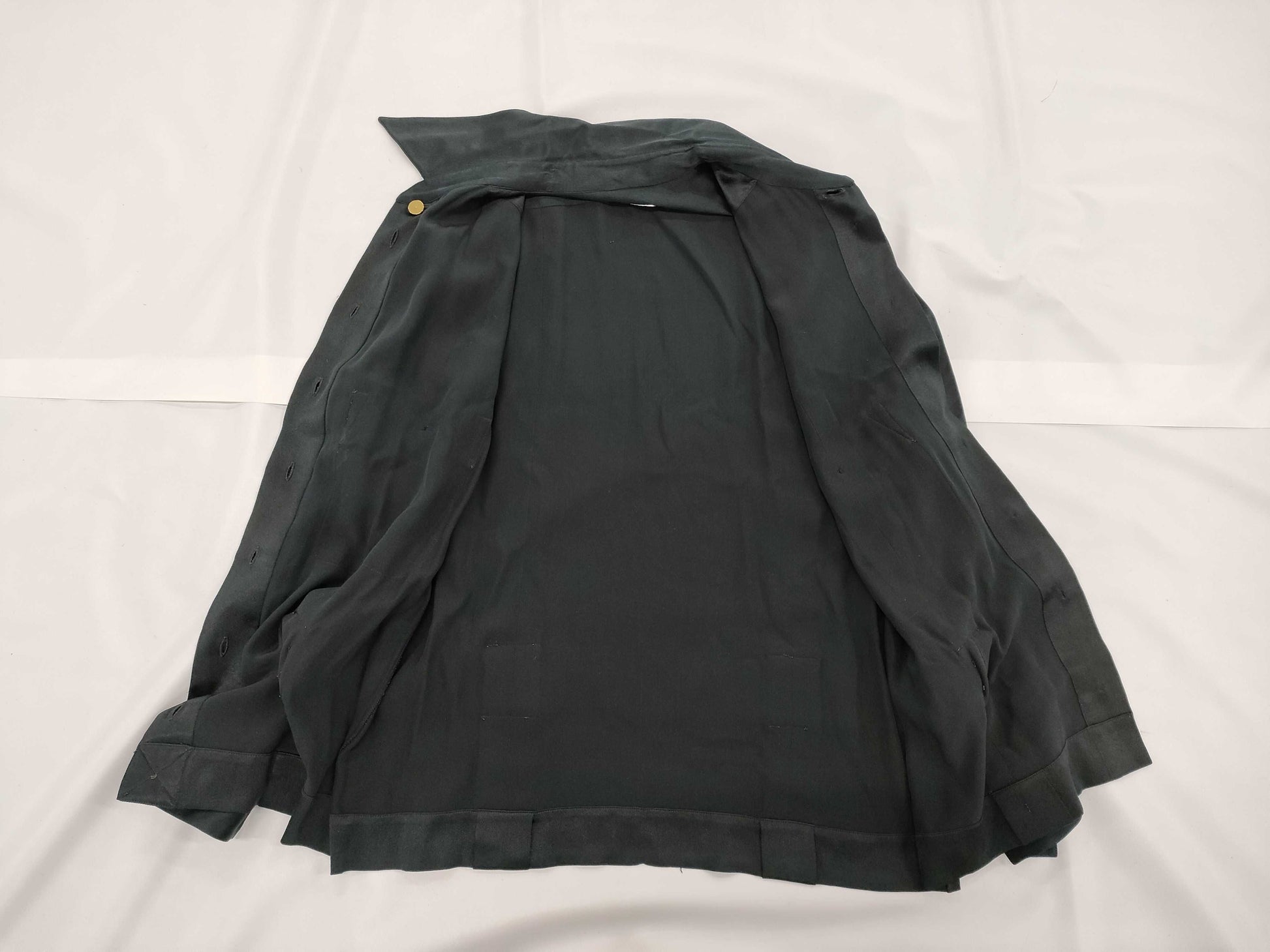 CHANEL Silk Shirt, Black, with Belt, Size M-L