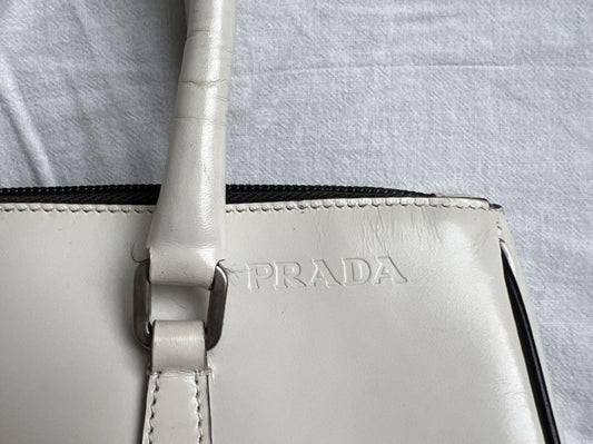 PRADA Prada Leather Handbag White Handbag