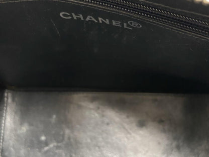 CHANEL Coco Mark Patent Leather Chain Handbag Black Silver Shoulder Bag