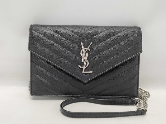 Yves Saint Laurent YSL Chain Wallet Black Silver Hardware Shoulder Bag
