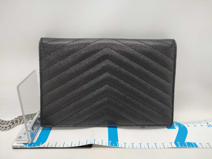 Yves Saint Laurent YSL Chain Wallet Black Silver Hardware Shoulder Bag