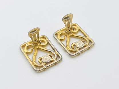 CELINE Heart Square Rectangle Earrings