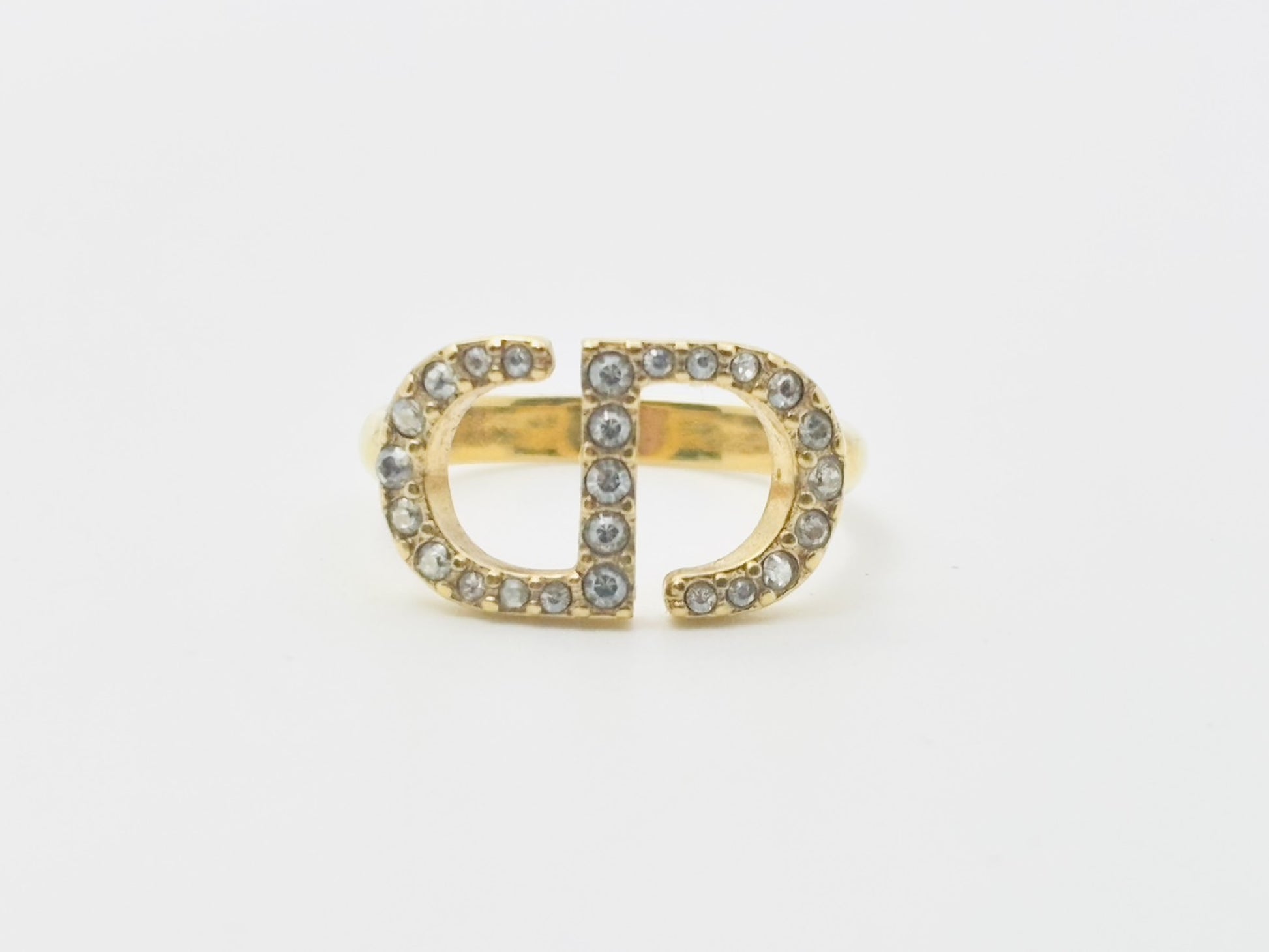 Dior Petit CD Logo Rhinestone Ring, Medium