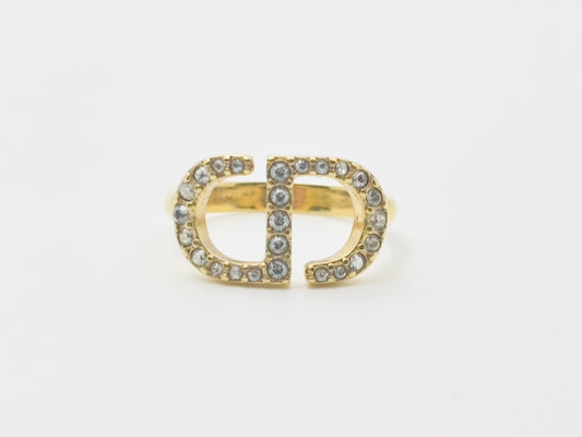 Dior Petit CD Logo Rhinestone Ring, Medium