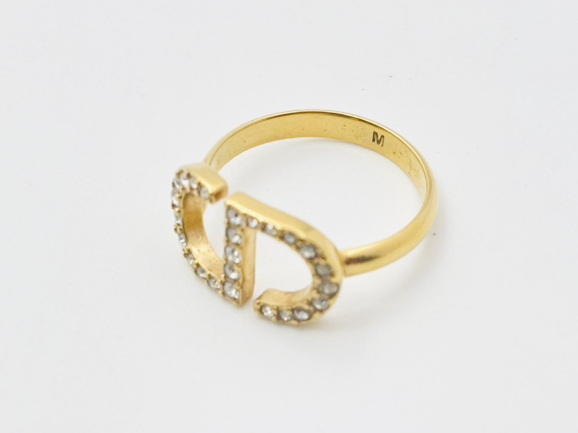 Dior Petit CD Logo Rhinestone Ring, Medium