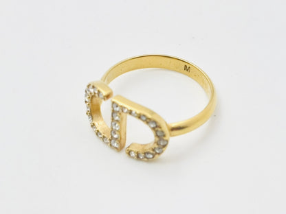 Dior Petit CD Logo Rhinestone Ring, Medium