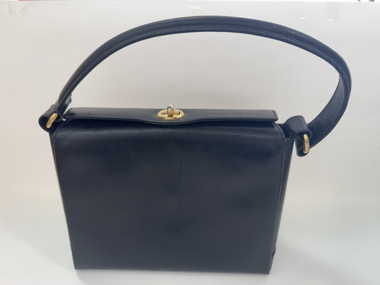 GUCCI Vintage Leather Handbag in Black with Pouch