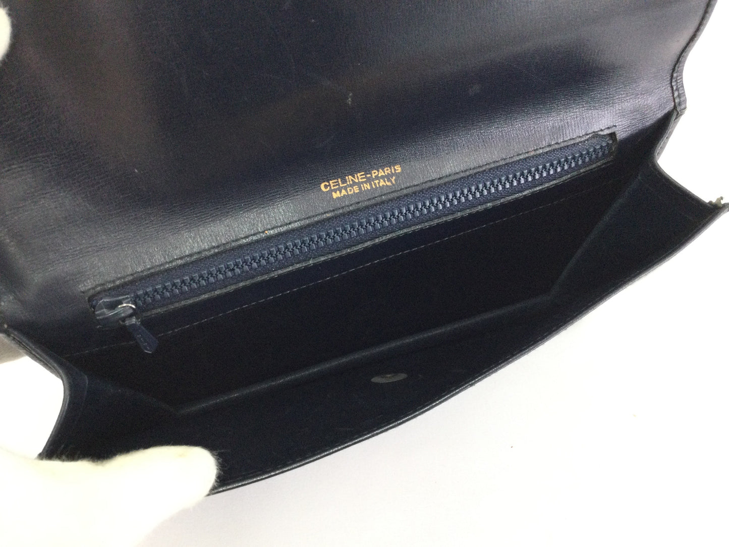 CELINE Triomphe Leather Mini Shoulder Bag in Black