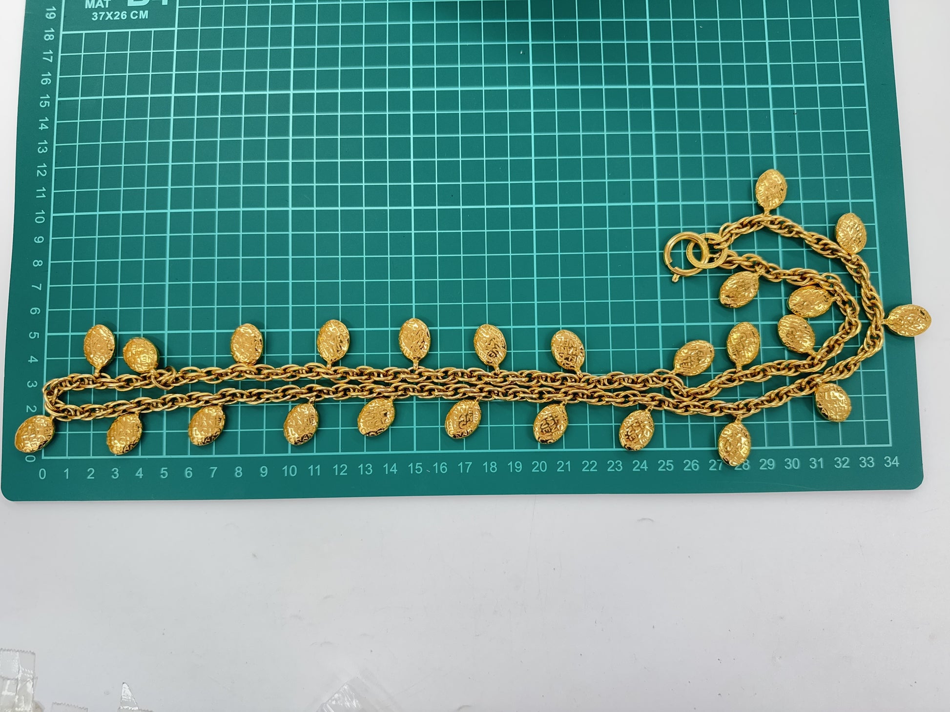 CHANEL Logo Medal Gold Necklace, Engraved, Total Length: Approximately 89cm, Box Included