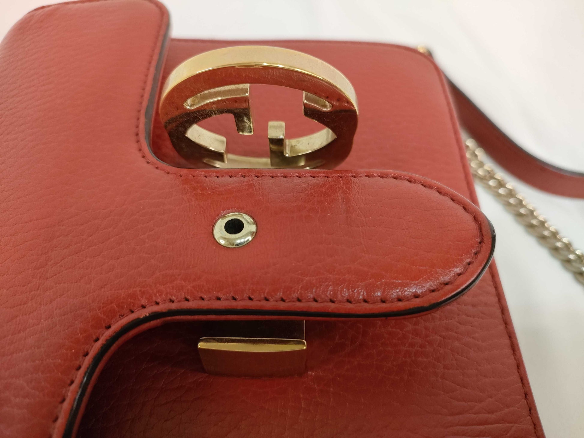 GUCCI GUCCI Interlocking G Leather Chain Shoulder Bag Red 510304 Shoulder Bag