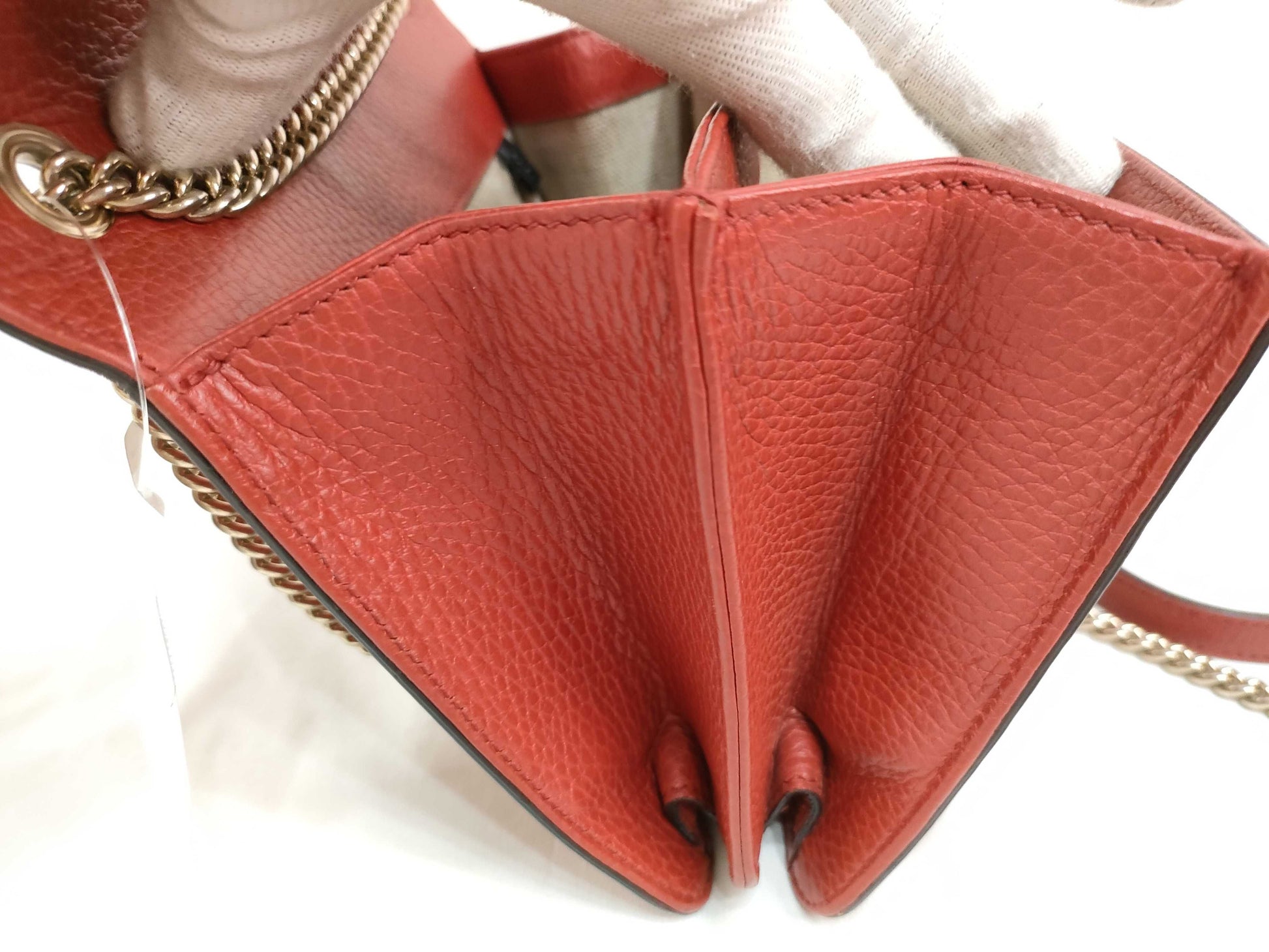 GUCCI GUCCI Interlocking G Leather Chain Shoulder Bag Red 510304 Shoulder Bag