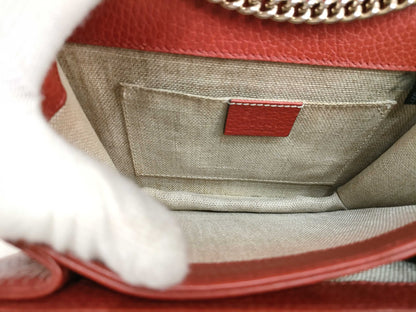 GUCCI GUCCI Interlocking G Leather Chain Shoulder Bag Red 510304 Shoulder Bag