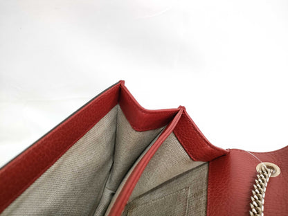 GUCCI GUCCI Interlocking G Leather Chain Shoulder Bag Red 510304 Shoulder Bag