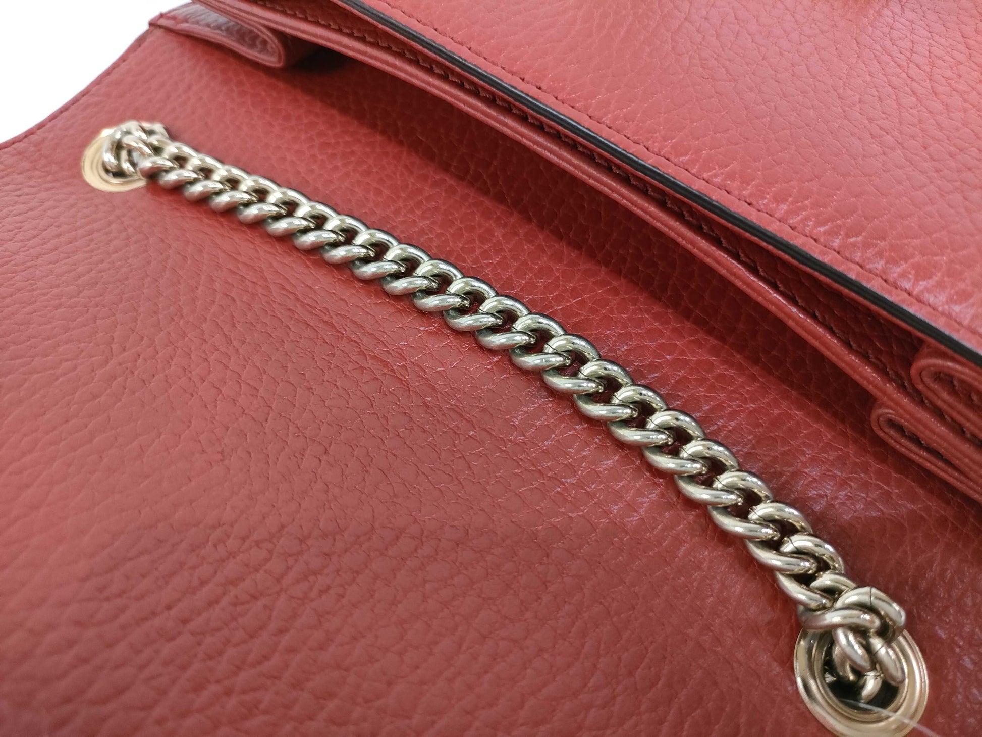 GUCCI GUCCI Interlocking G Leather Chain Shoulder Bag Red 510304 Shoulder Bag