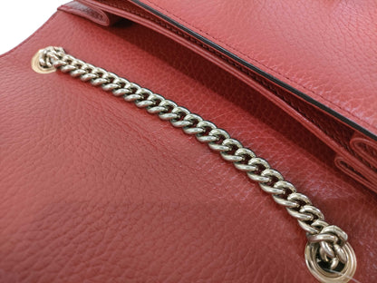 GUCCI GUCCI Interlocking G Leather Chain Shoulder Bag Red 510304 Shoulder Bag