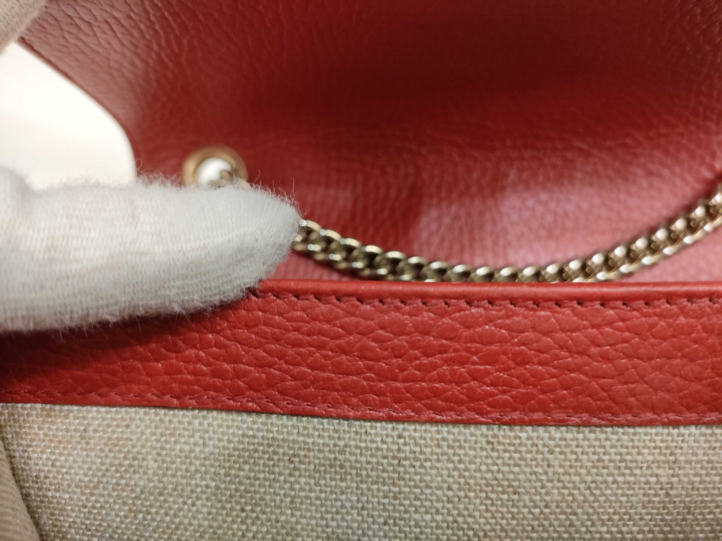 GUCCI GUCCI Interlocking G Leather Chain Shoulder Bag Red 510304 Shoulder Bag