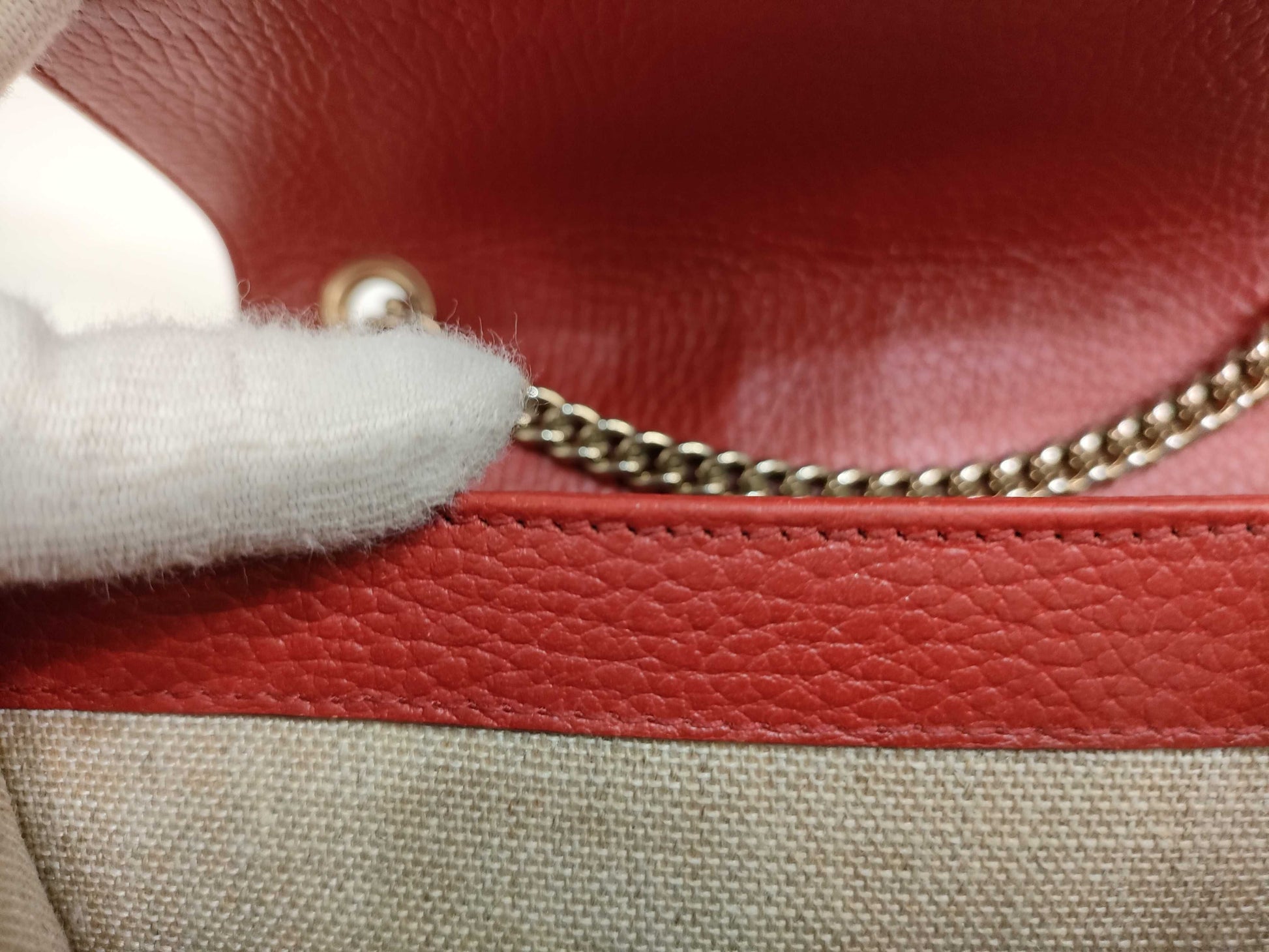 GUCCI GUCCI Interlocking G Leather Chain Shoulder Bag Red 510304 Shoulder Bag