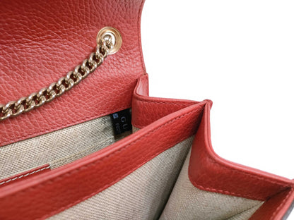 GUCCI GUCCI Interlocking G Leather Chain Shoulder Bag Red 510304 Shoulder Bag