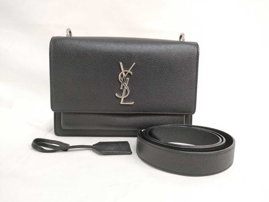 SAINT LAURENT YSL Leather Chain Shoulder Bag Black Shoulder Bag