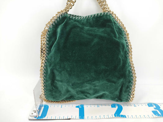 Stella McCartney Velour Chain Shoulder Bag Green