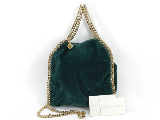 Stella McCartney Velour Chain Shoulder Bag Green