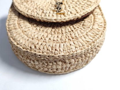 SAINT LAURENT Unused Mini Raffia Shoulder Bag