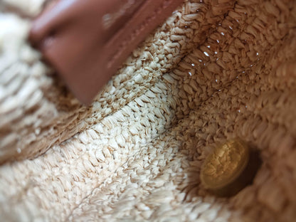 SAINT LAURENT Unused Mini Raffia Shoulder Bag