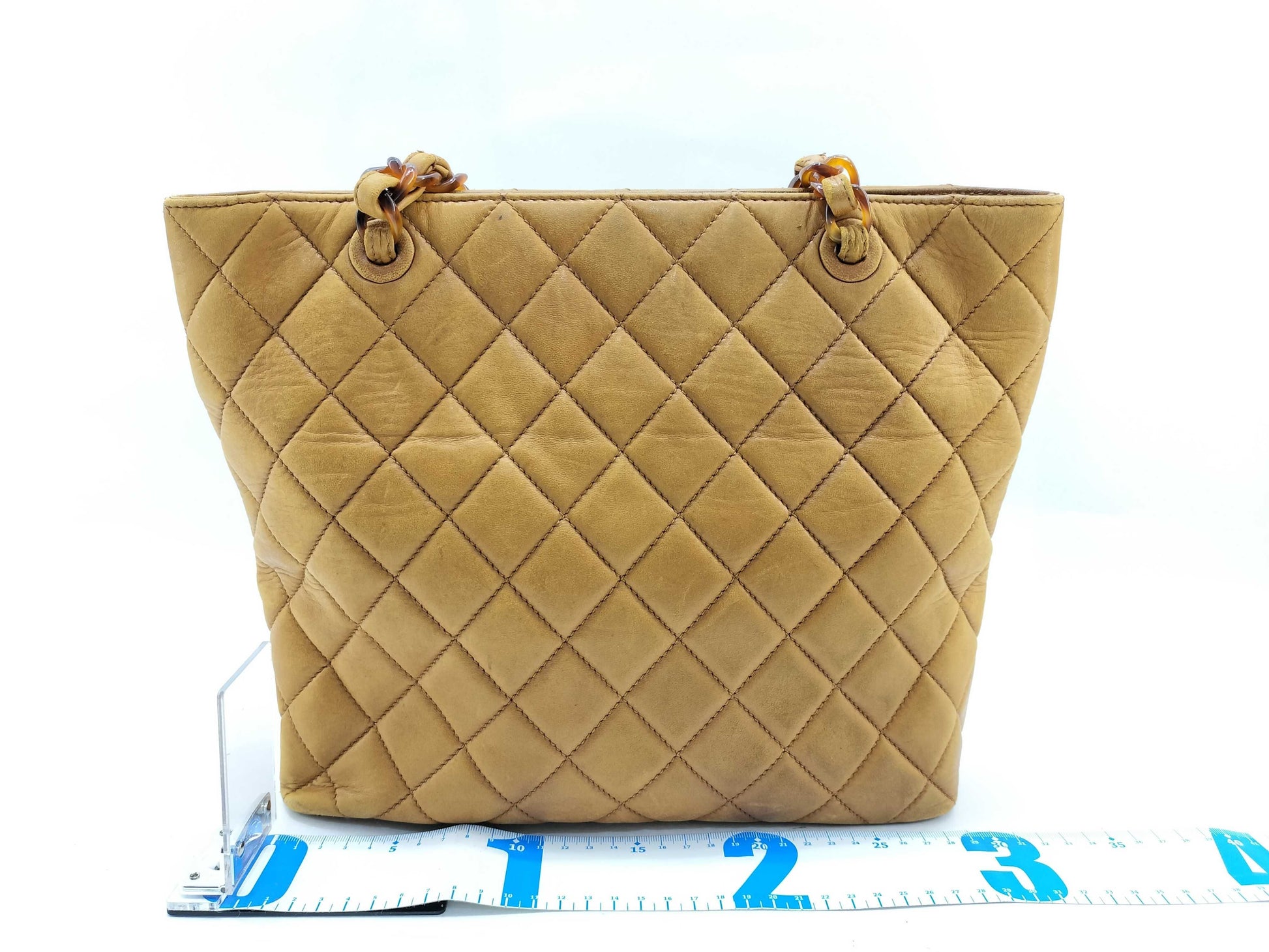 CHANEL Lamb Matelasse Tortoiseshell Chain Tote Bag with Seal