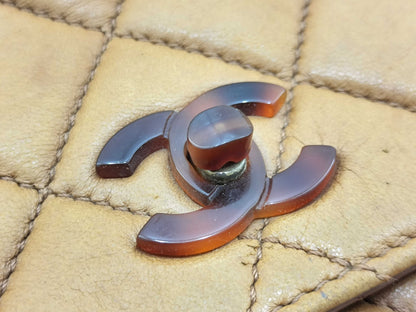 CHANEL Lamb Matelasse Tortoiseshell Chain Tote Bag with Seal
