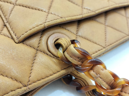 CHANEL Lamb Matelasse Tortoiseshell Chain Tote Bag with Seal
