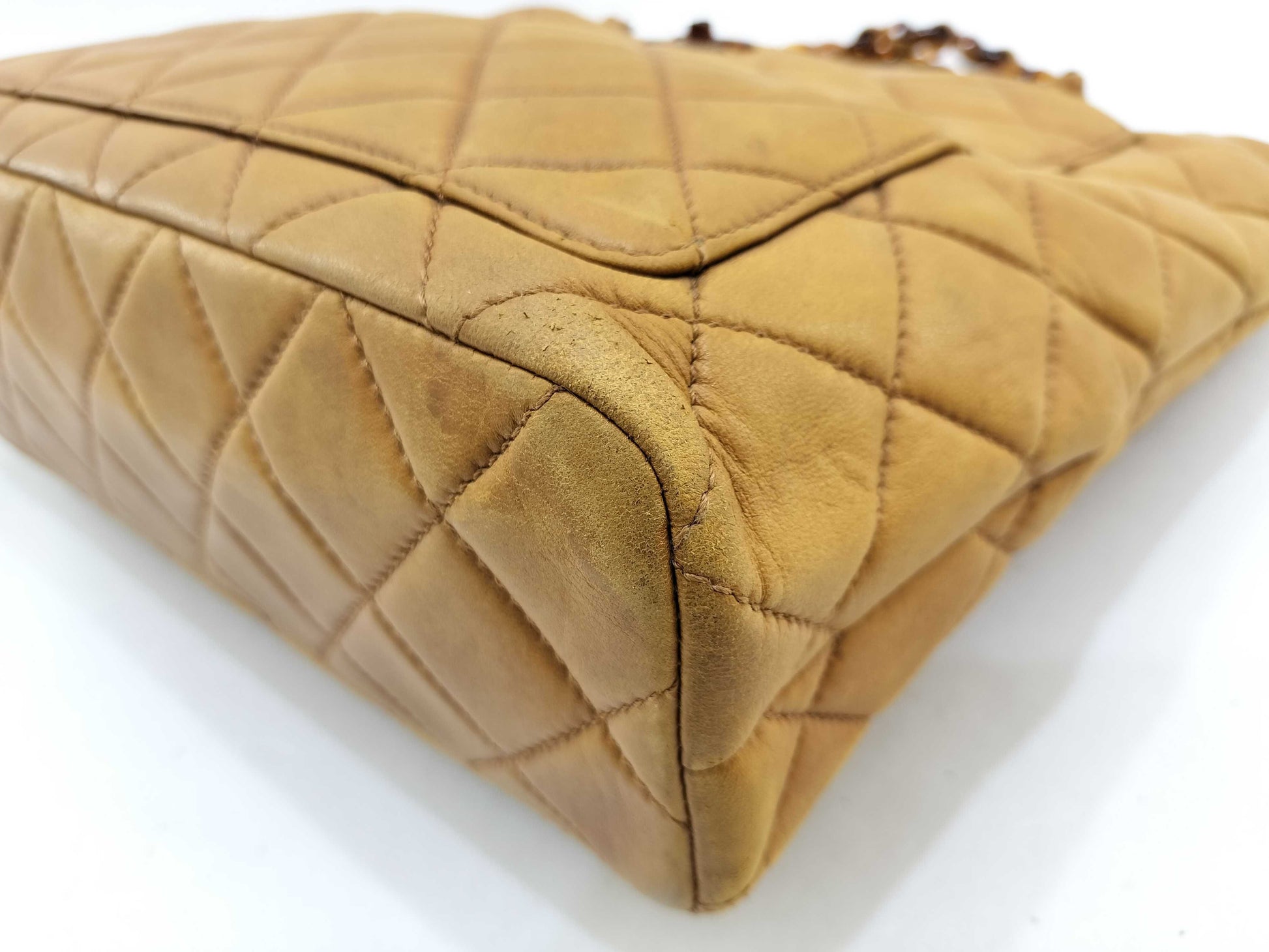CHANEL Lamb Matelasse Tortoiseshell Chain Tote Bag with Seal