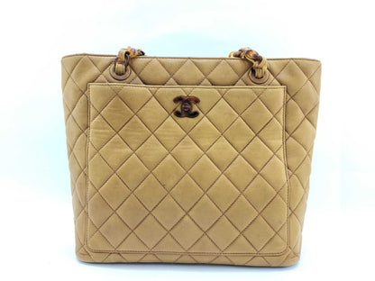 CHANEL Lamb Matelasse Tortoiseshell Chain Tote Bag with Seal