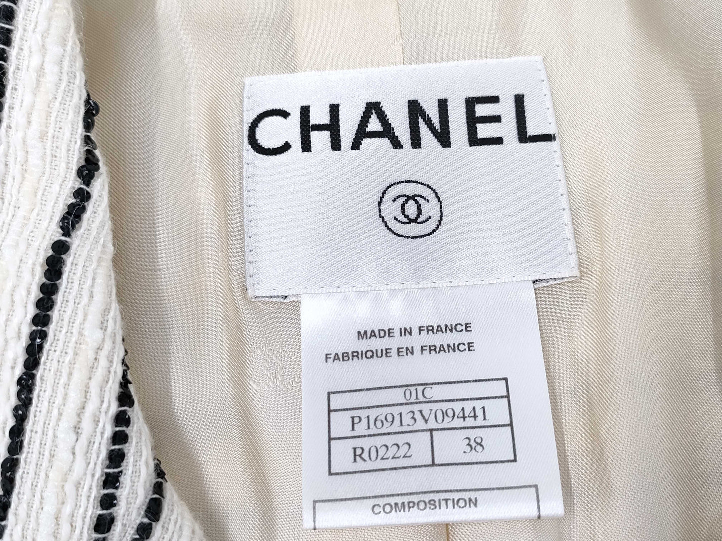CHANEL Dress P16913V09441 01C #38 Border Tweed Camellia Dress