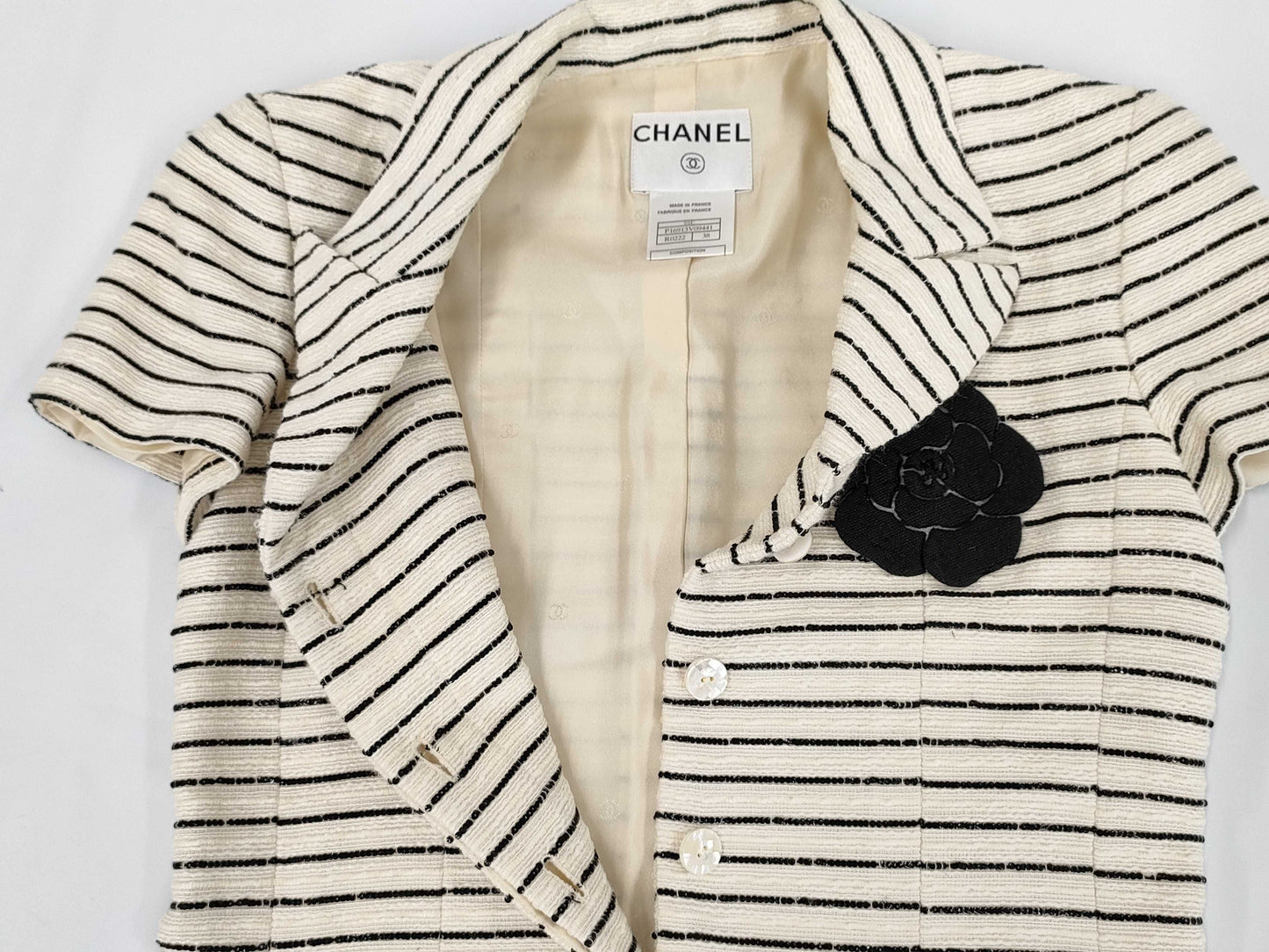 CHANEL Dress P16913V09441 01C #38 Border Tweed Camellia Dress
