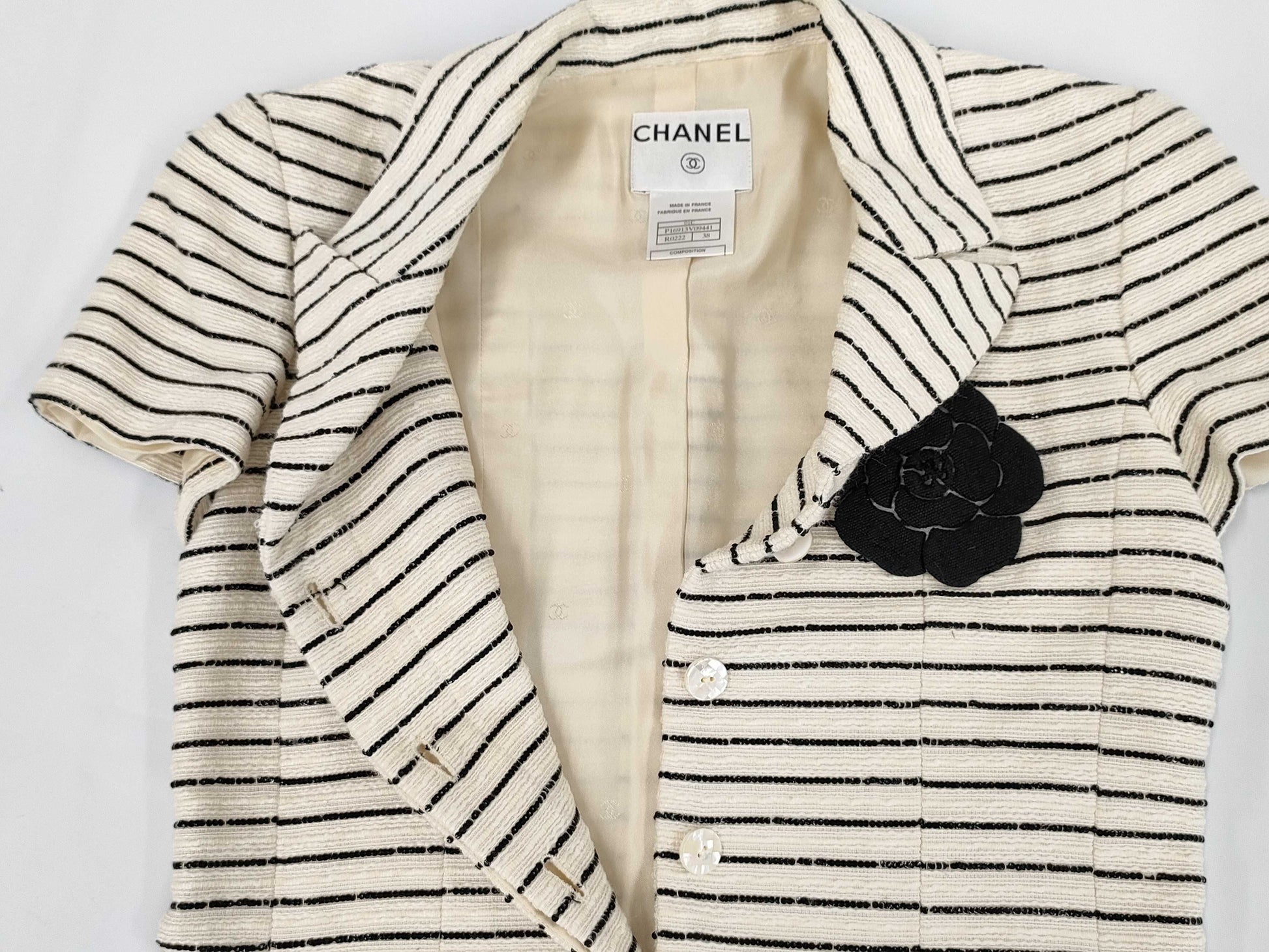 CHANEL Dress P16913V09441 01C #38 Border Tweed Camellia Dress